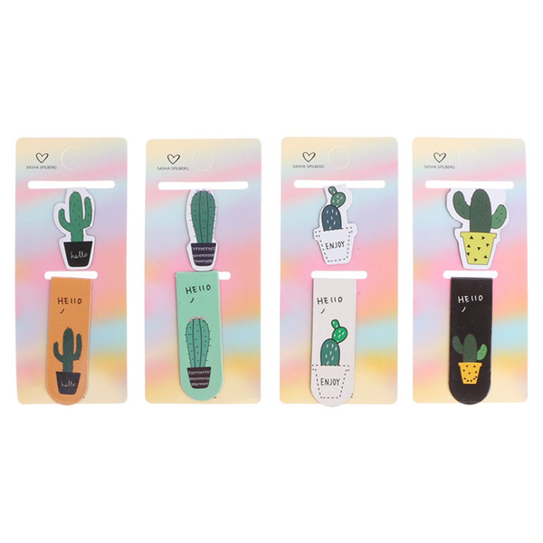 Cute Cactus Magnetic Bookmarks Book Page Marker Student Stationery Supplies Gift