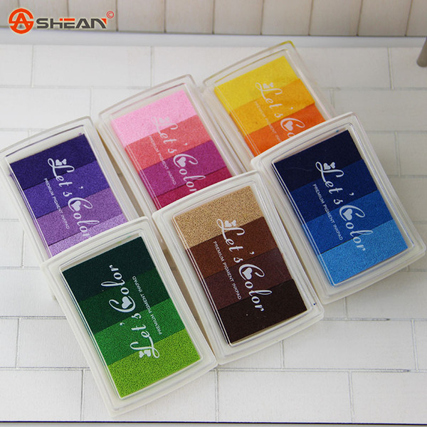 Wholesale-1pcs Office School Supplies Stamps Accessories 4-colors Gradient Ink Pad DIY Inkpad Rubber Stamp Decoration