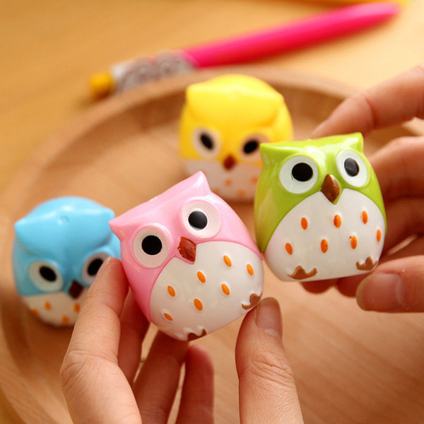 4 Color Cute Kawaii Lovely Plastic Owl Automatic Pencil Sharpener Creative Stationery Gifts For Kids School Supplies 0157