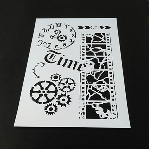 Vintage Time,Film,Gear Clock -wholesale laser cut stencils printing designs Masking template For Scrapbooking album drawing and more