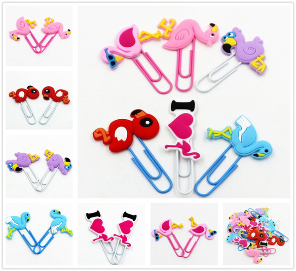 Hot Fashion PVC Flamingo Style Metal Bookmark Home Office School Supplies Decoration Kids Children Lovely Gift Free Shipping