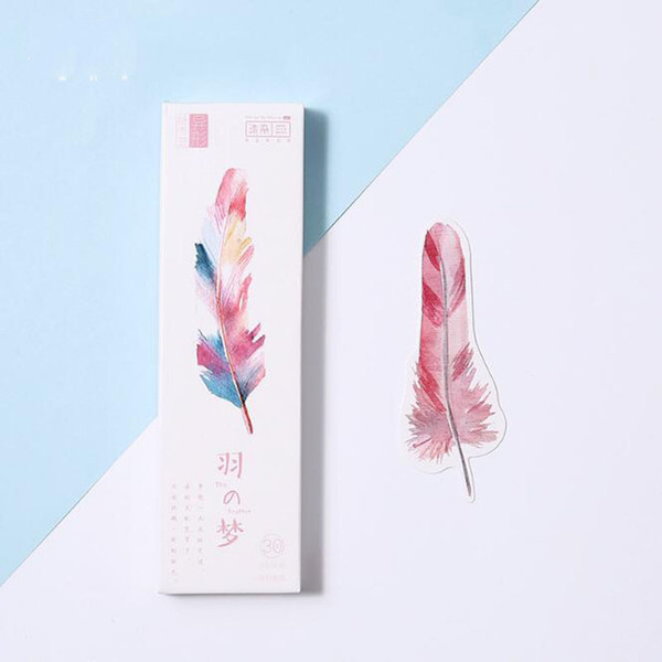 Original Cute Bookmark Feather / Grass Plant Department DIY Student Office Creative Paper Shaped Bookmarks Stationery 30 Sheets