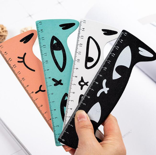 15cm drawing rulers candy color cute cats wooden ruler measuring straight rulers tool promotional gift stationery school office supplies