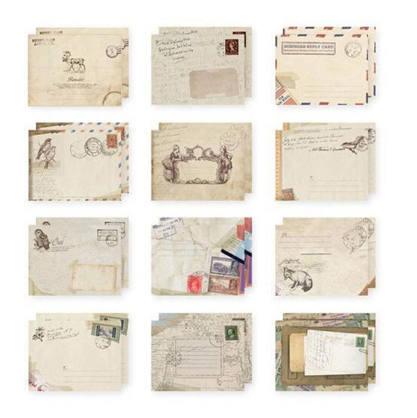 24pcs/lot Retro Style Mini Kraft Envelope Mini Ancien Gift Envelope 12 Differnent designs