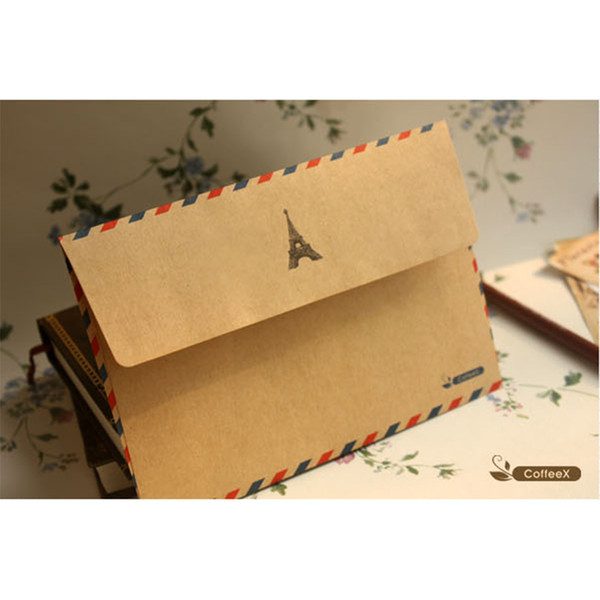 10pcs Hot Coffee Distinctive kraft Air Mail Retro Postcard Envelope Letter Stationary Paper Xmas Gift