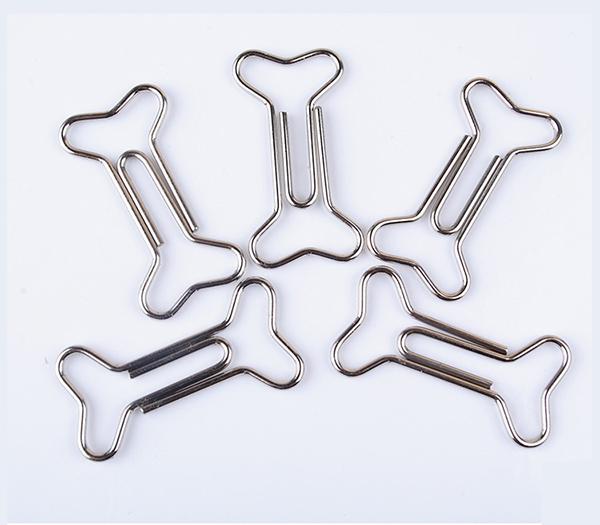 Dog Bone Paper Clips Silver Color Metal Funny Cute Bone Design Paper Memo Bookmark Clips Stationery Office School Supplies