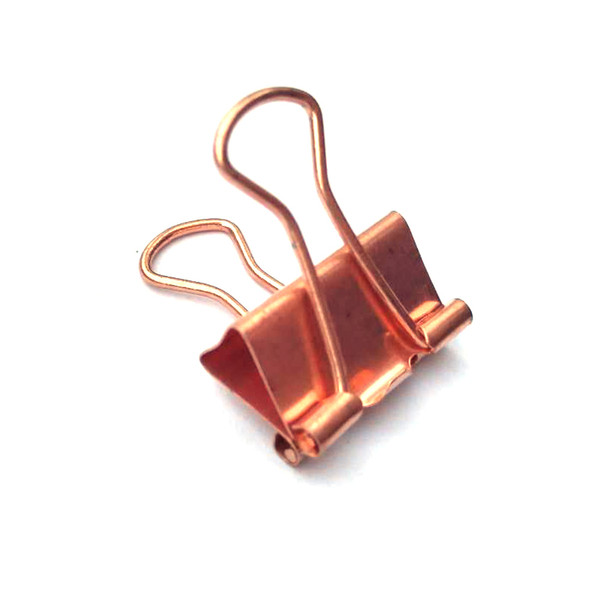 15pcs/set Solid Color Rose Gold Metal Binder Clips Notes Letter Paper Clip Office Supplies All Rose Golden Clips Office School