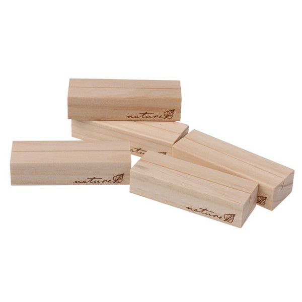 Wooden Card Holder Memo Holder Note Clip Wedding Name Card - 5 Pieces - Wood Color