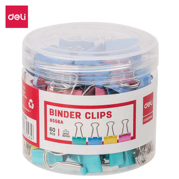 Deli E8556A 60PCS/TUBE Office Consumable Color Binder Clips 15mm