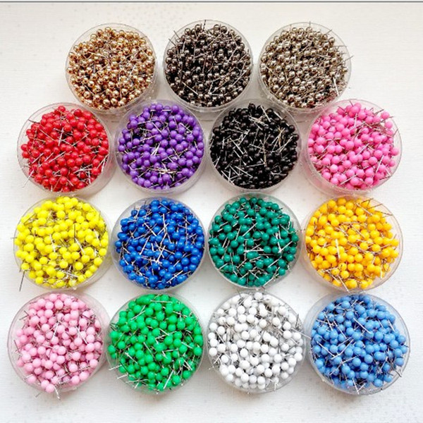 1/ 8 Inch Small Map Push Pins Map Tacks, Plastic Head with Steel Point, 100 pcs/set, 14 colors for option