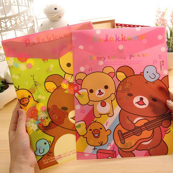 Wholesale-2PCS Kawaii Japanese Rilakkuma Bear Series A4 Document File Bag A4 Folder Filing Supplies for School Office