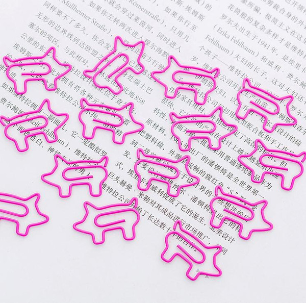 cute pink paper clips cartoons pigs flamingo shaped metal planner paper clips bookmarks filing supplies school office supply SN2979