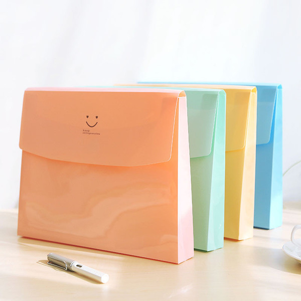 Candy Color Smile Folder A4 PVC Data File Folder Case For Clear Book Storage Document Bag Package School Office LZ1155