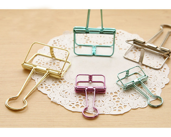 Cute Kawaii Colorful Metal Paper Clips Binder Clip For Photo Message Ticket File Office School Supplies Clips Korean Stationery