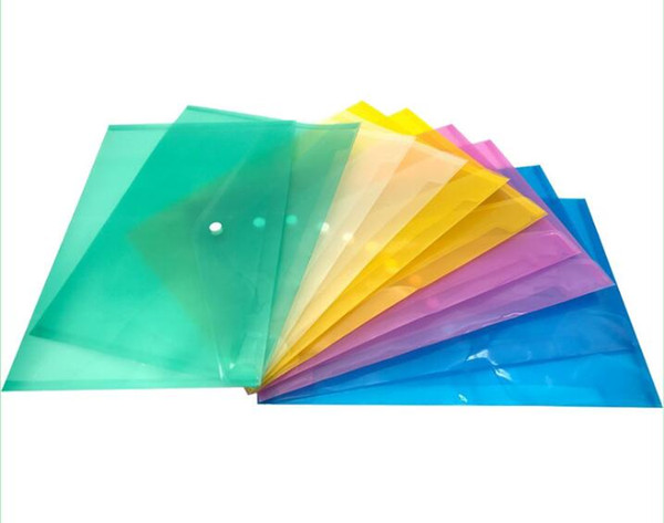 File folder transparent plastic document bag A4 hasp button blew color classified storage stationery bag file holder