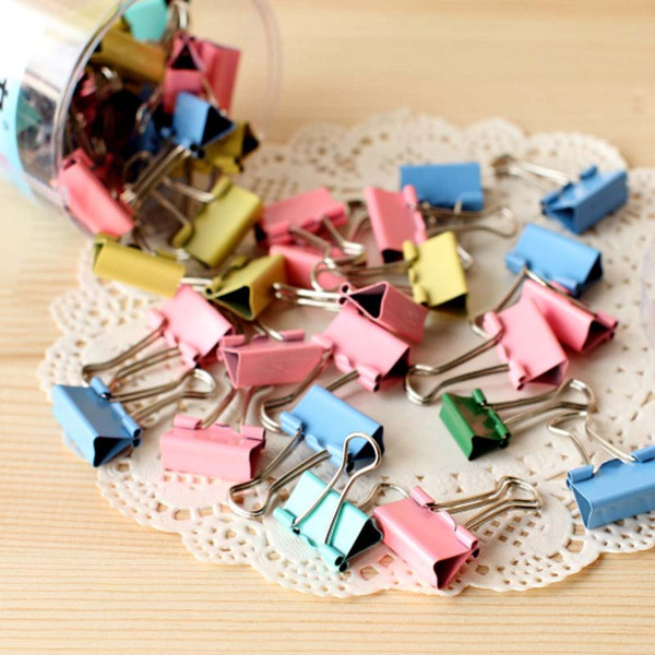 120pcs/lot 15mm Colorful Metal Binder Clips Paper Clip Office Stationery Binding Supplies