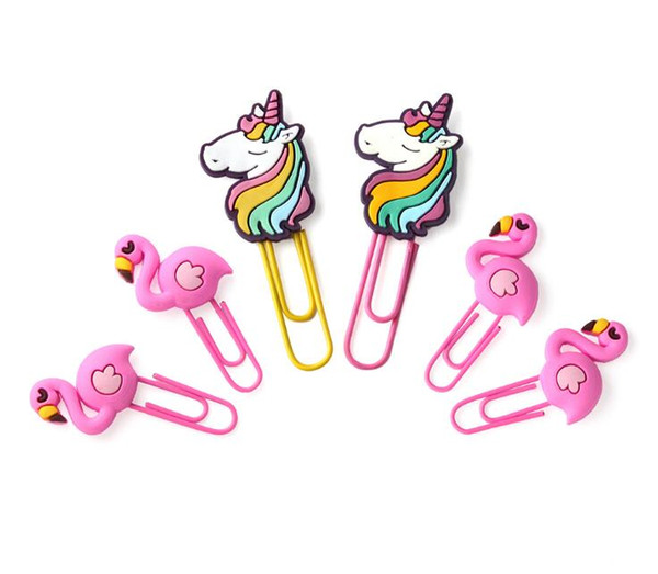 Free Shipping Unicorn Flamingo Design Paperclips Office School Paper Clips Clamps Filing Supplies