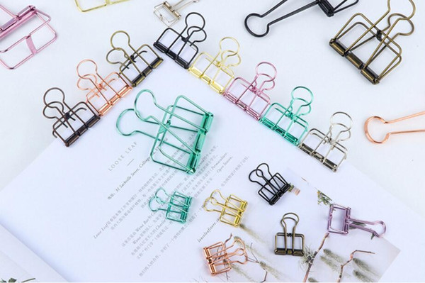 Metal Wire Binder Clips Paper Clamp For Paper - 3 Size, Office Supplier School Accessories Colorful Hollow Out Paper Organizer