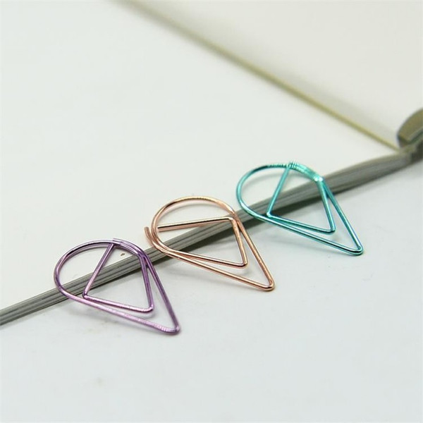 Teardrop Binder Clips Plating Spring Steel Metal Modeling Paper Bookmark Memo Clips Filing Supplies Wholesale W9699