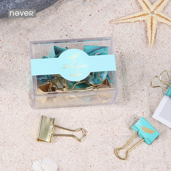 Never Light Blue Series Binder Clip Metal Klips Paper Clips Office And School Supplies Girls Decoration Accessories Stationery