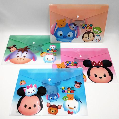 24 pcs/lot Tsum Tsum Cartoon A4 plastic Waterproof Document pocket bill pouch file Pen Filing Products Pocket Folder Office & School Supplie