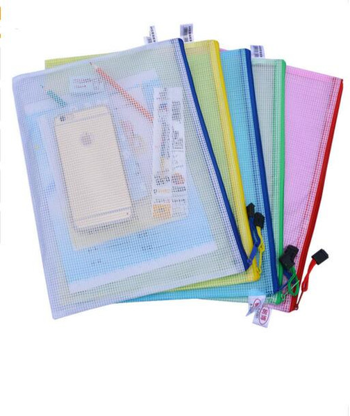 1 pcs Waterproof Plastic Zipper Paper File Folder Book Pencil Pen Case Bag File document bag for office student supplies free shipping 2018