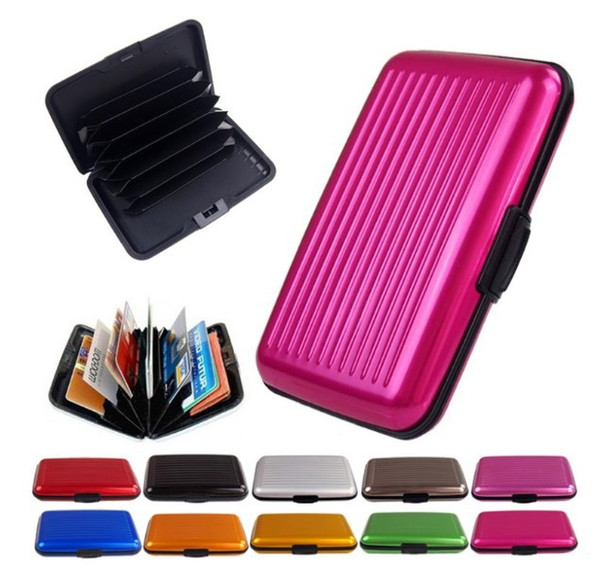 Wholesale low price Aluminum Alloy Mini Briefcase Card Holders Upscale Stripe Water Resistant Colorful Card Cover Case New