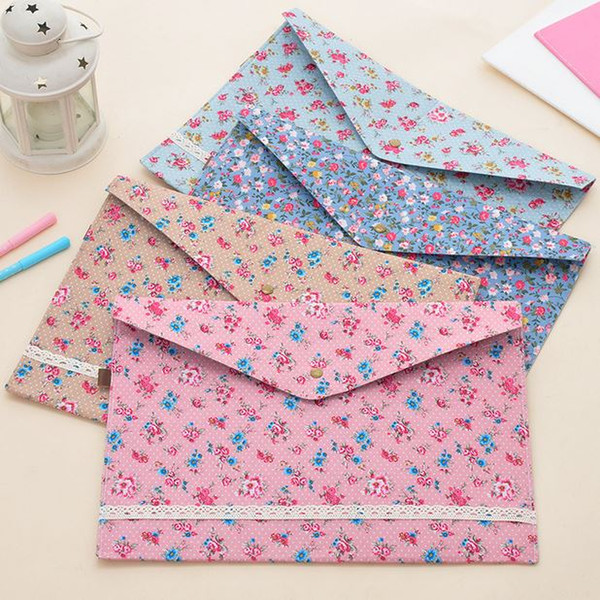 12pcs/Lot Floral Flower Lace A4 Size File Folders Vintage Dots Document Bag Stationery Filing School Supplies Storage Bag Office Filing