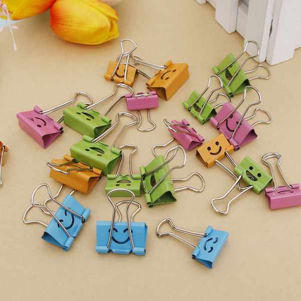 40PCS Common Smile Cute Binder Clips For Home Office Books File Paper Organizer Office Supplies 19mm(w) WinContig