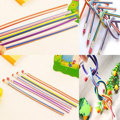 5Pcs Per Lot Bendy Soft Pencil With Eraser For Kids Writing Colorful Magic Flexible Gift order<$15 no tracking