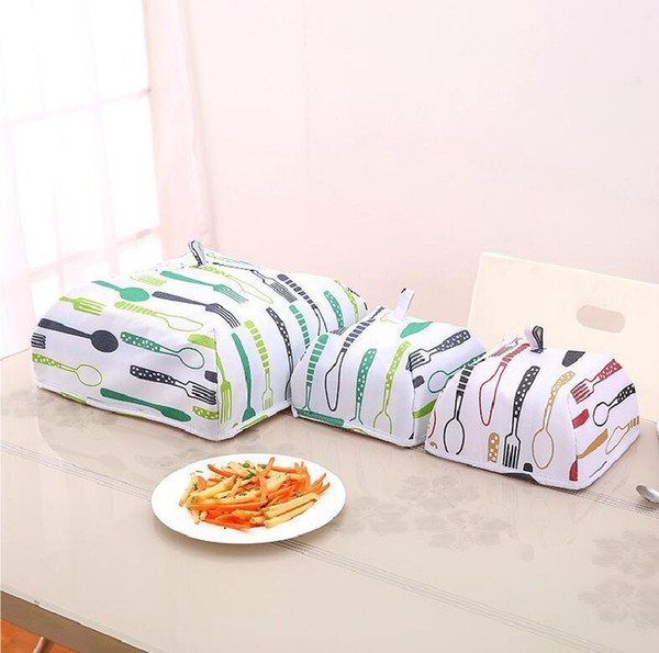 Foldable The Food Dustproof Cover Tableware Knife And Fork Printing Pattern Heat Preservation Fold The Food Meal Heat Preservation Cover