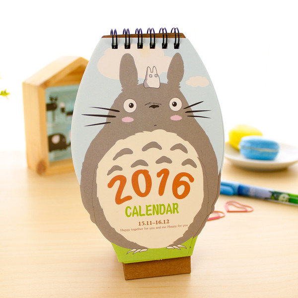 Year 2016 calendar Cute friends Totoro desk calendar Table agenda planner calendario Office accessories School Supplies 6806