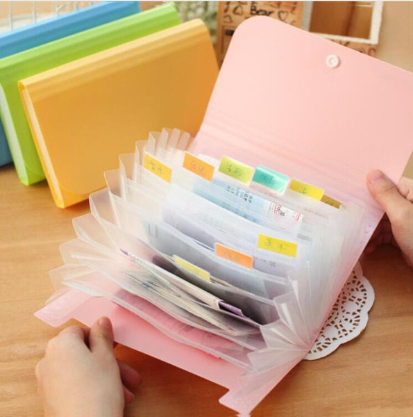 Plastic Candy Color A6 File Folder Small Document Bags Expanding Wallet Bill Folders for Documents Fichario Escolar