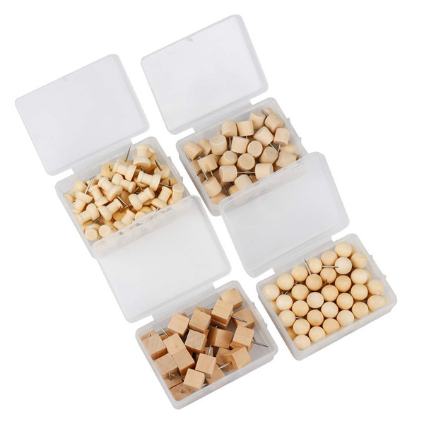 170 PCS/lot Natural Wood Push Pins Decorative Thumb Tacks Used on Cork Boards or Maps