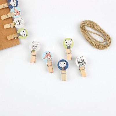 2019 Hot 10Pcs/lots Clever cat Wooden Clip Photo Paper Postcard Craft DIY decoration Clips Office Binding Supplies Stationer