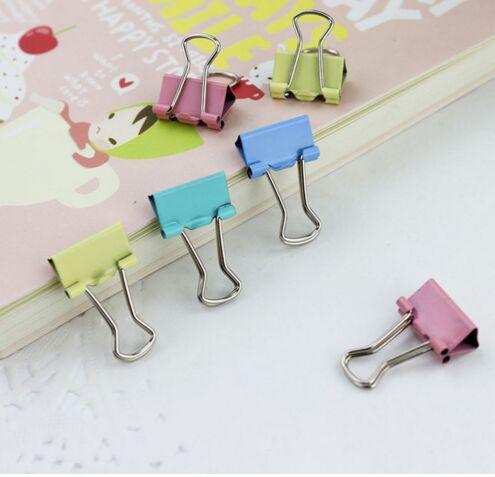 100pcs Colorful Metal Binder Clips Paper Clip 15mm Office Learning Supplies Color Random