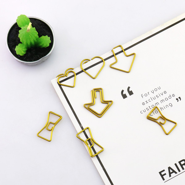 TUTU 50PCS/LOT Metal Material Bow Shape Paper Clip Gold Color Funny Kawaii Bookmark Office School Stationery Marking Clips H0037