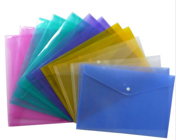 1200pcs A4 Document File Bags with Snap Button transparent Filing Envelopes Plastic file paper Folders C157