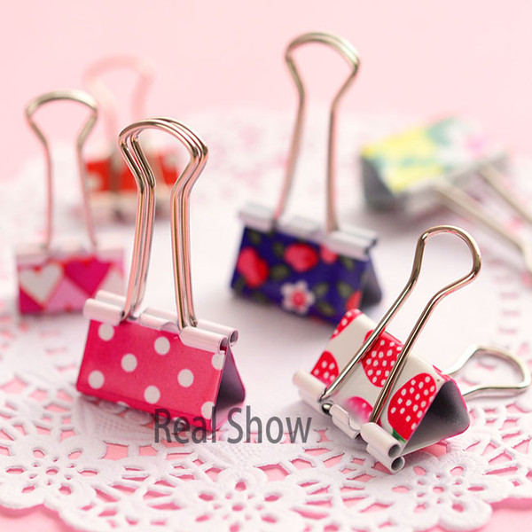 cute creative stationery binder clips color office paper clip container 96pcs/lot wholesale Paper clips 38mm binder clips