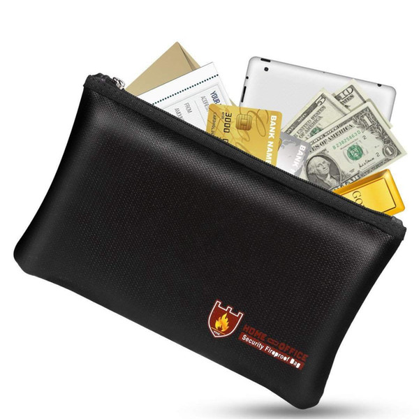 Fire Resistant Document Bag Fireproof Protection Bag Pouch Money Files Safety, 34x25cm