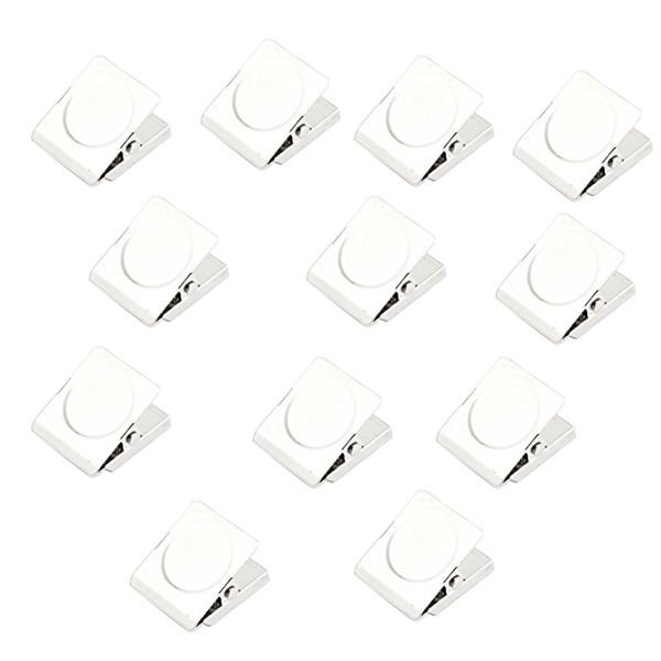 12 Pcs 3cm Square Spring Loaded Refrigerator Magnetic Wall Memo Paper Note Clip(Silver)