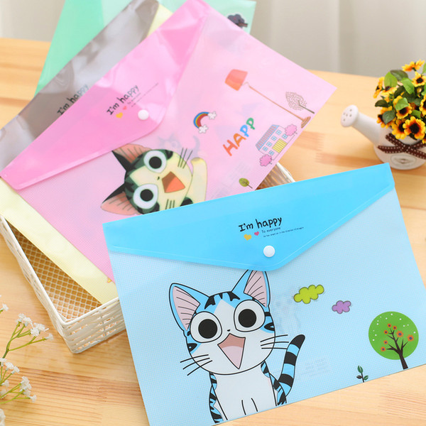 Wholesale 30PC/Lot Cute A4 Document Bag Document Holder Kawaii Cartoon Animal PVC File Folder Bag Student School Paper Bag