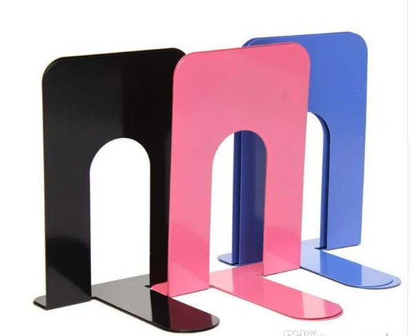 Metal Iron Book End Blue Hollow Out Design Bookends Holder Reusable Resistance To Fall Bookshelf For Office Workers