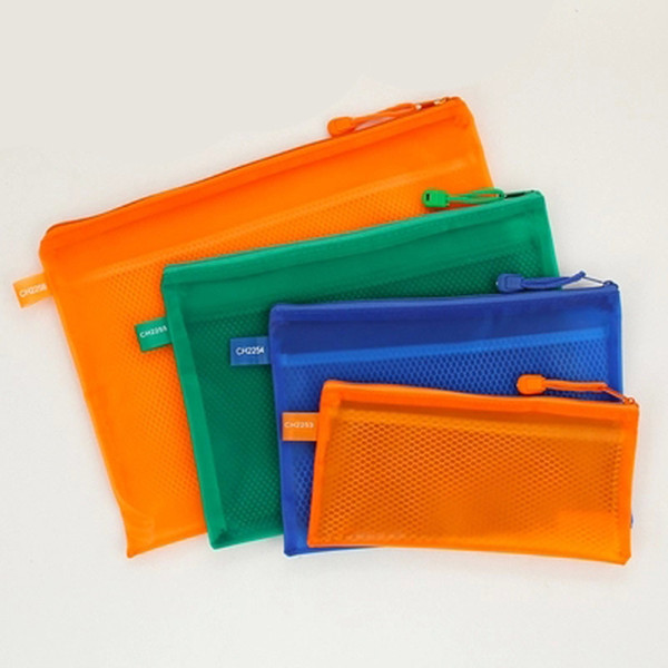 Wholesale-A5 A4 B5 B4 Office Paper Folder Zipper Plastic Waterproof pen Bag File Bags Document Folders School Supplies