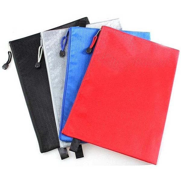 10pcs/lot Waterproof Stationery File Bags With Zipper File Folder Canvas Zipper Paper Clip Pencil Bag File Bag Free Shipping