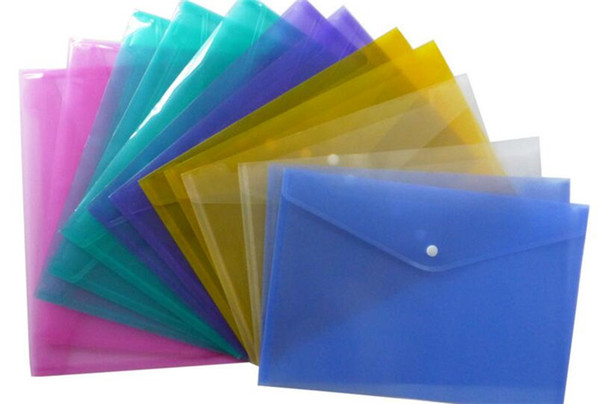 A4 Document File Bags with Snap Button transparent Filing Envelopes Plastic file paper Folders C157