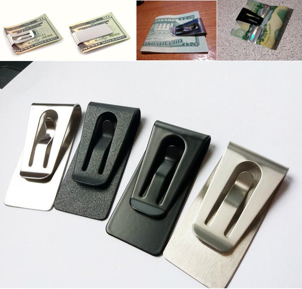 100Pcs/lot Wholesale Mini Stainless Steel Money Cash Clip Credit Card Holder Wallet Silver Black Men DHL FEDEX SF UPS free shipping