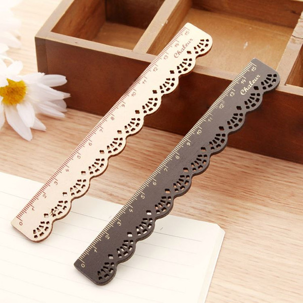 Korea Zakka Kawaii Cute Stationery LACE BROWN Wood Ruler Sewing Ruler Drop Shipping OSS-0098