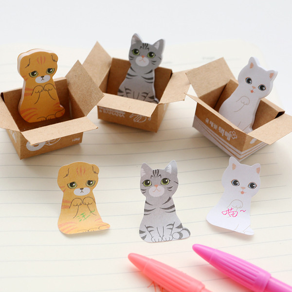 Stickers Cute Korean Stationery Sticky Notes Office School Supplies Post It Memo Pad 3D Cartoon Kawaii Scrap Cat Dog Box 10pcs