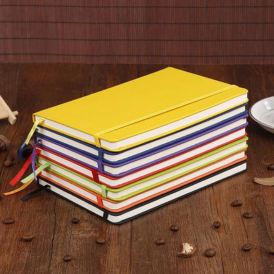 Hardcover Notebook A5 College Ruled Thick Classic Writing Notebook PU Leather with Pocket Elastic Closure Banded 13.8*20.7/100sheets